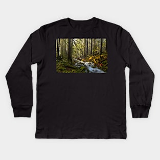 Winding Through The Sol Duc Rainforest Kids Long Sleeve T-Shirt